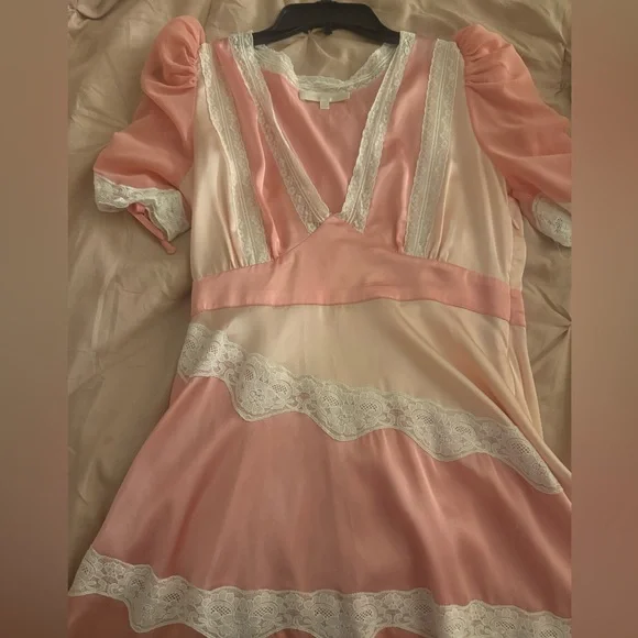 LoveShackFancy pink silk mini dress - Picture 1 of 3